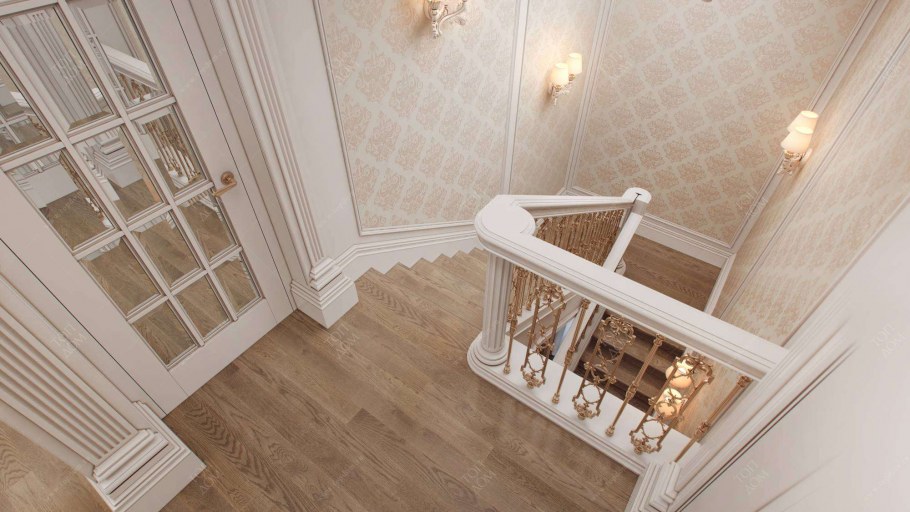 Декор лестничного пролета в частном доме