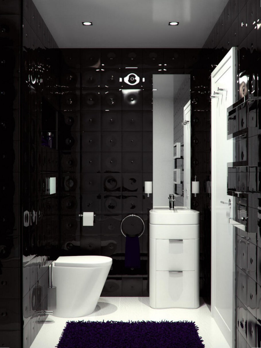 Ванная в черно белом цвете