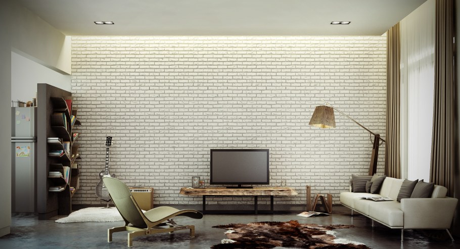 Декоративный кирпич в спальне