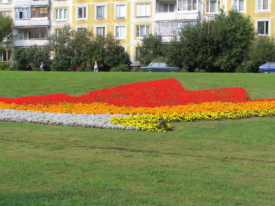 Желто-оранжевая клумба