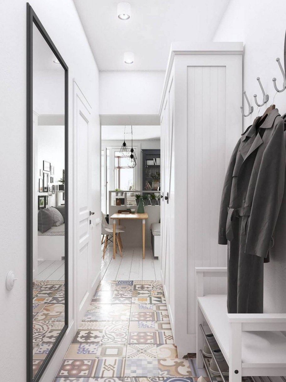 Узкая прихожая в скандинавском стиле