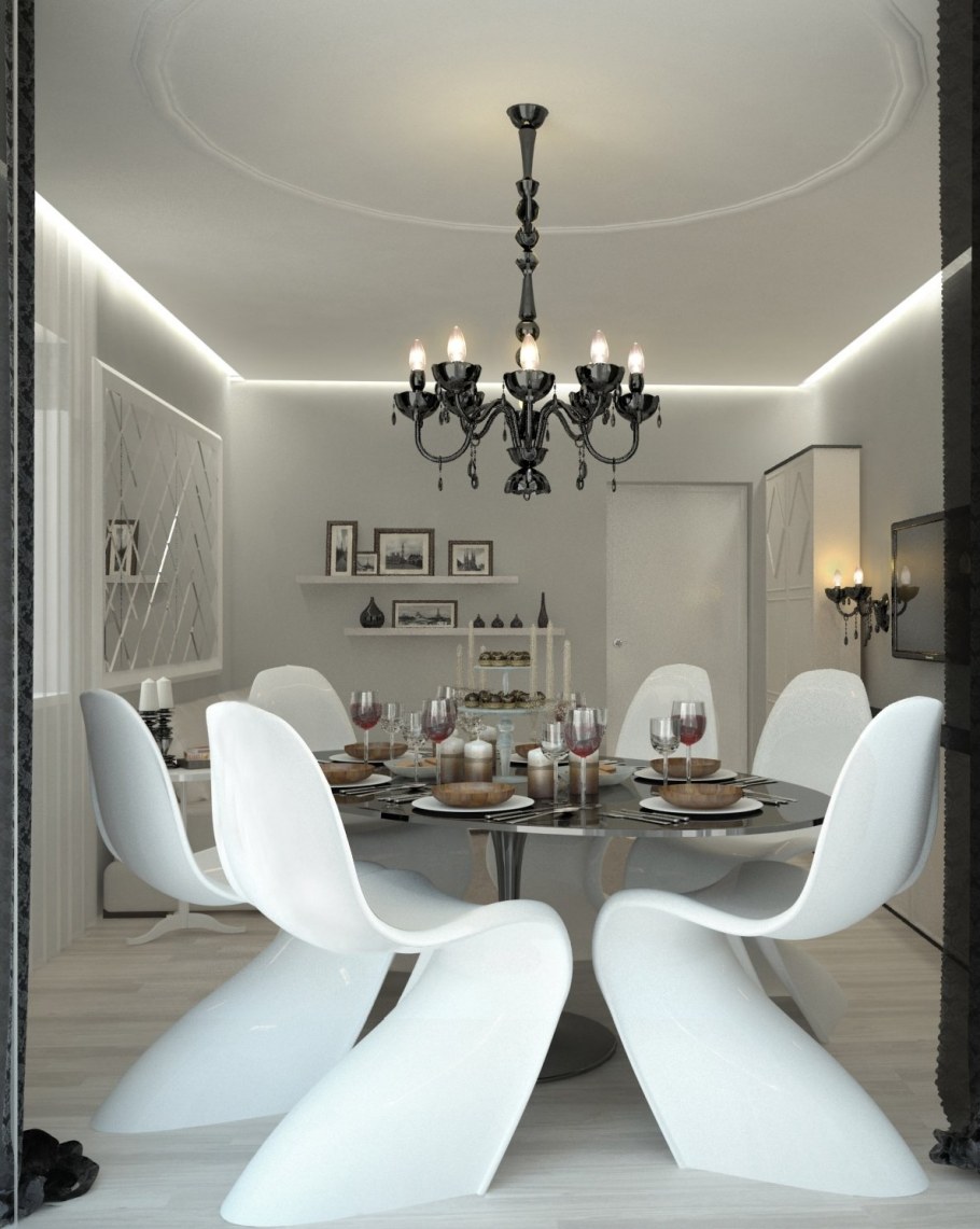 Черная люстра в интерьере