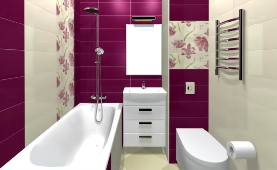 Раскладка плитки в маленькой ванной