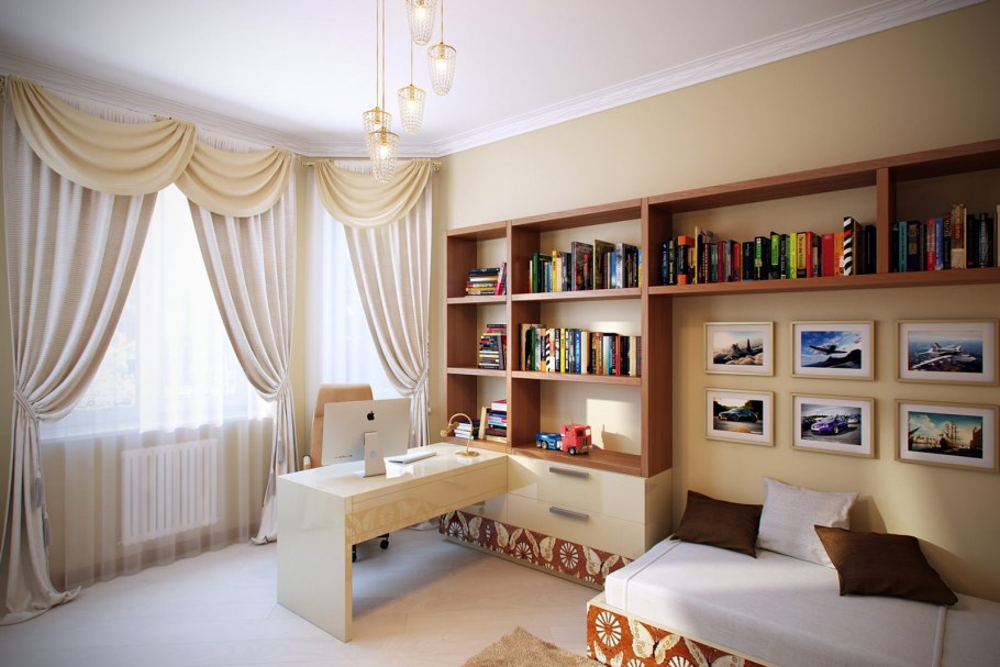 Бежевая детская комната для мальчика