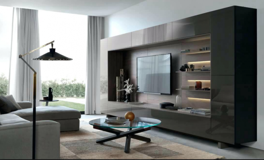 ТВ зона со шкафом в гостиной