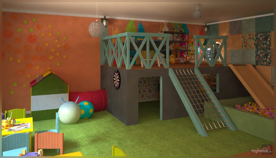 Необычные игровая зона в детском кафе