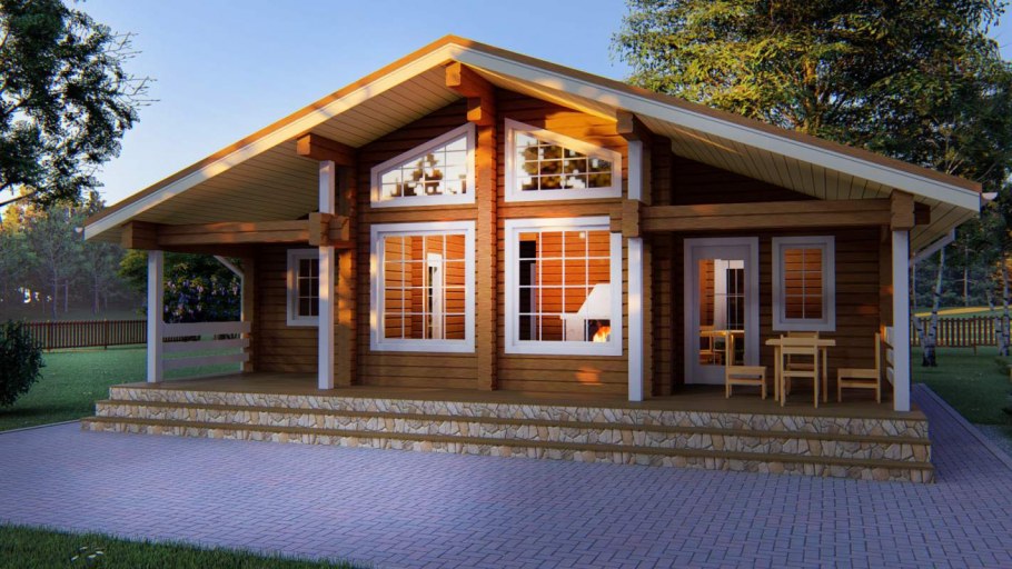 Одноэтажный дом из лафета