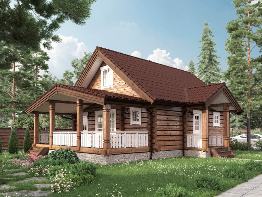 Дом из оцилиндрованного бревна Викинг