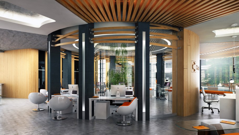 Офис в холодных тонах