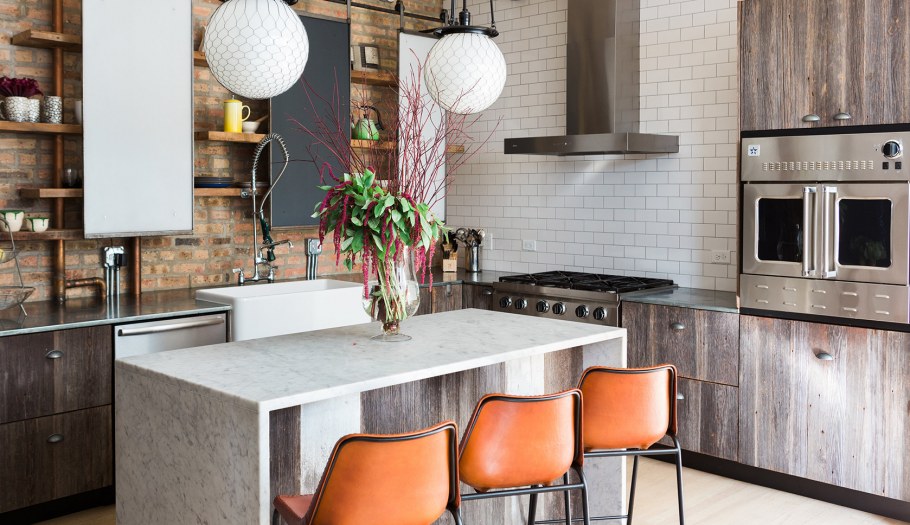 Интерьер кухни модный лофт