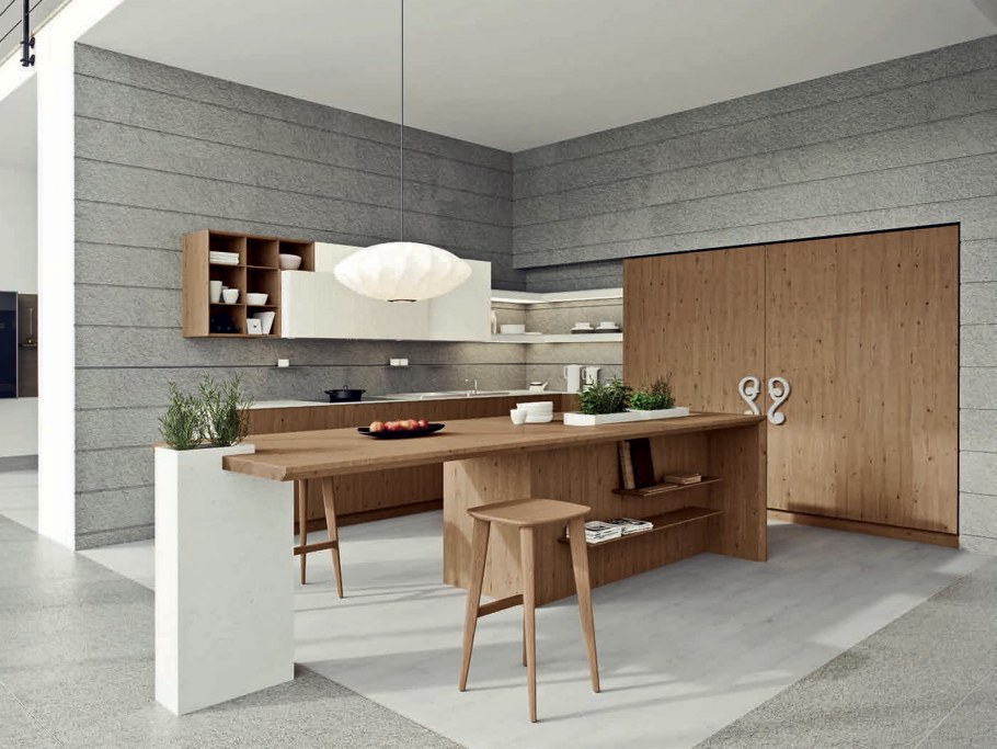 Кухни микс дерево и пластик