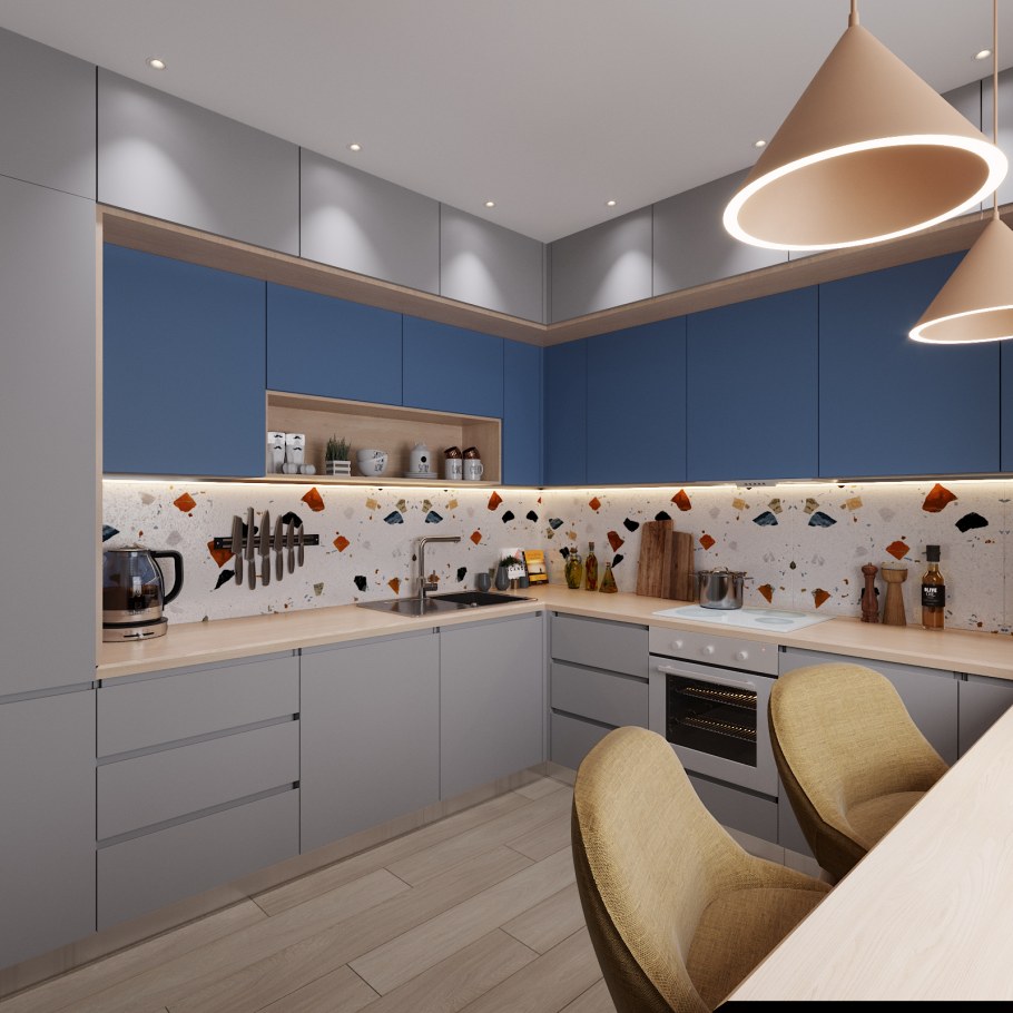 Кухня с акцентом на фартук