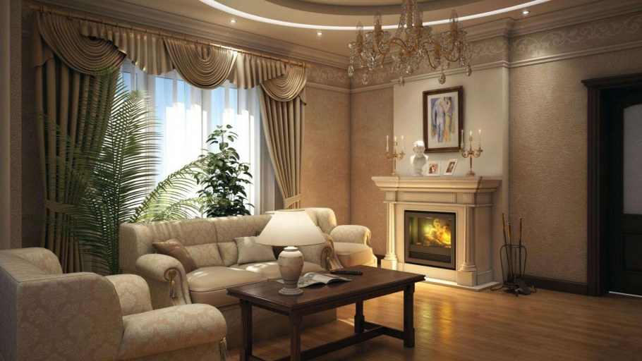 Дизайн обоев для гостиной