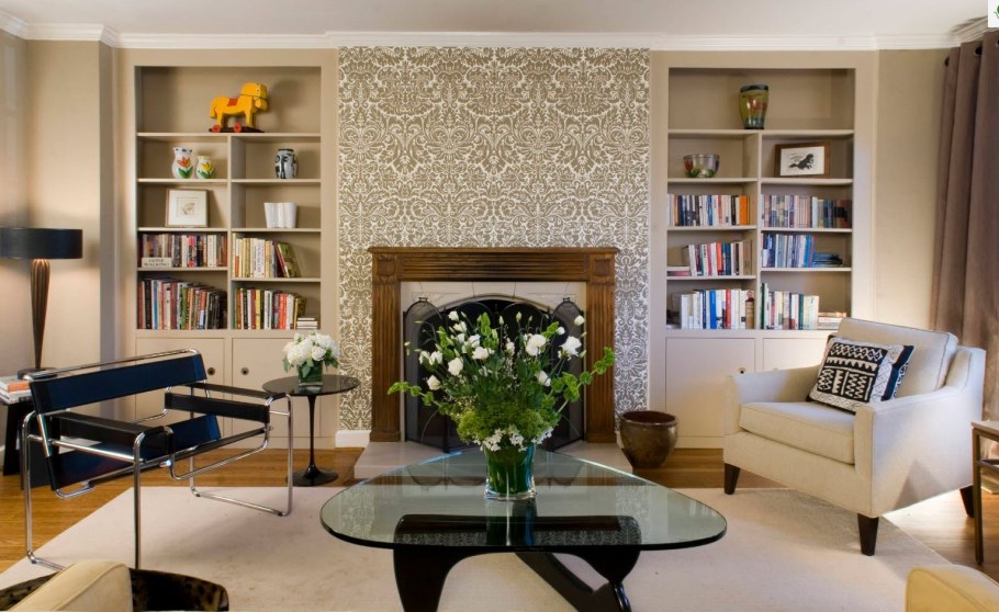 Обои в интерьере гостиной