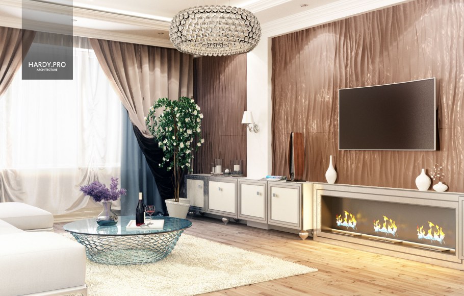 Арт деко гостиная бежевая в квартире