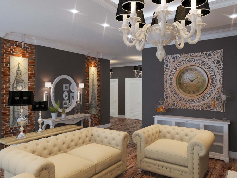 Гостиная в хрущевке в стиле арт деко