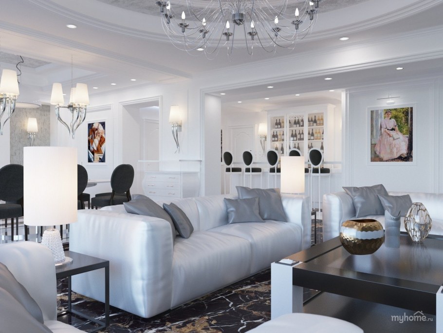Белая гостиная арт деко