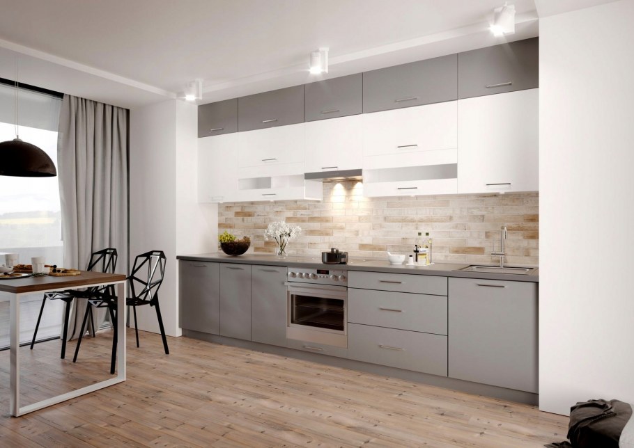 Кухня дуб сонома и белый глянец