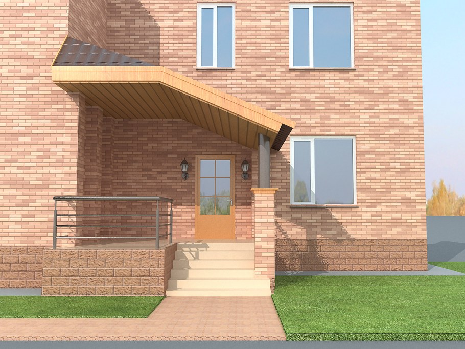 Крыльцо к кирпичному дому