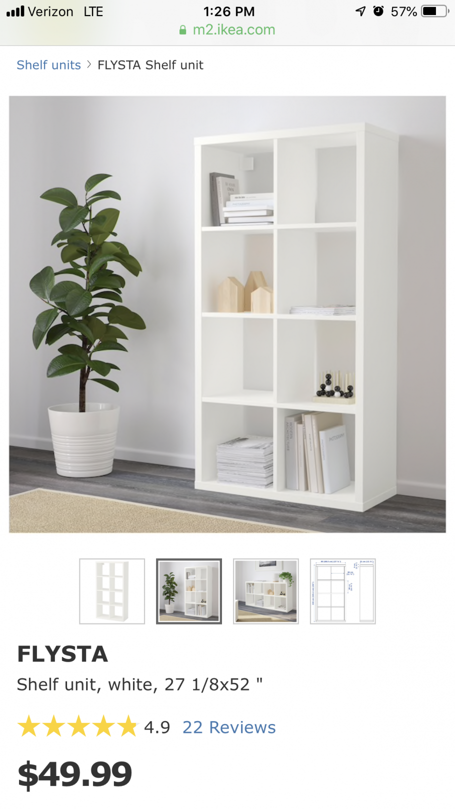 Каллакс стеллаж, белый112x147 см