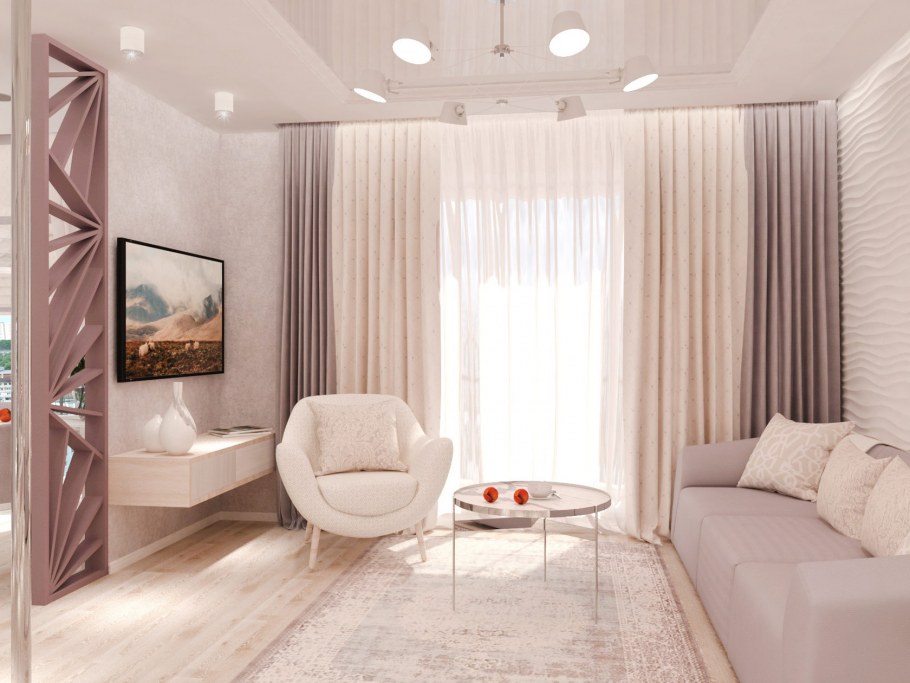 Гостиная с эркером в классическом стиле