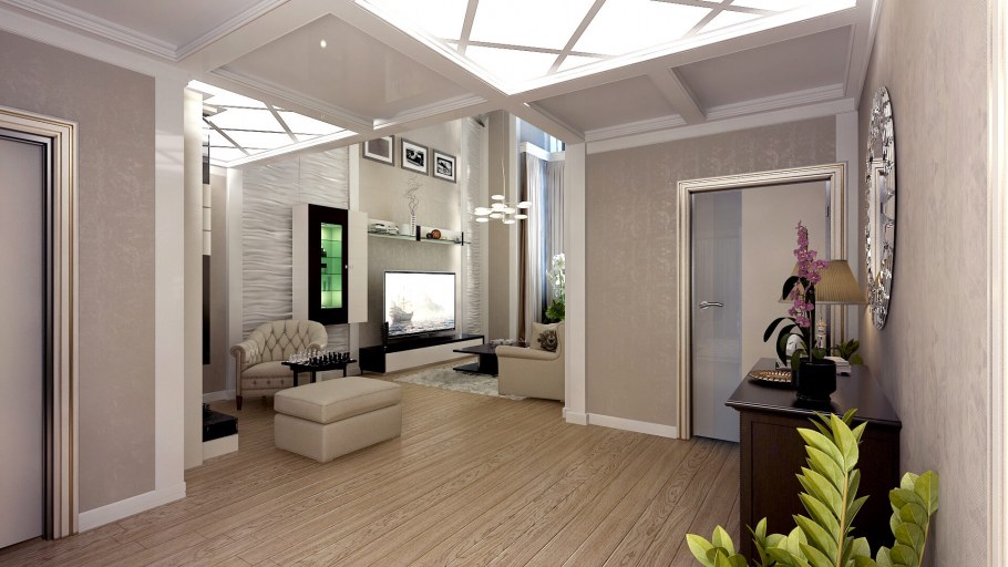 Гостиная и прихожая в одном стиле