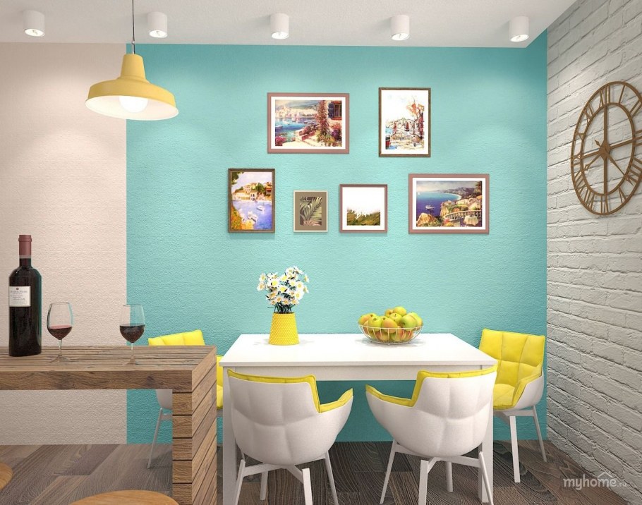 Яркие стены на кухне