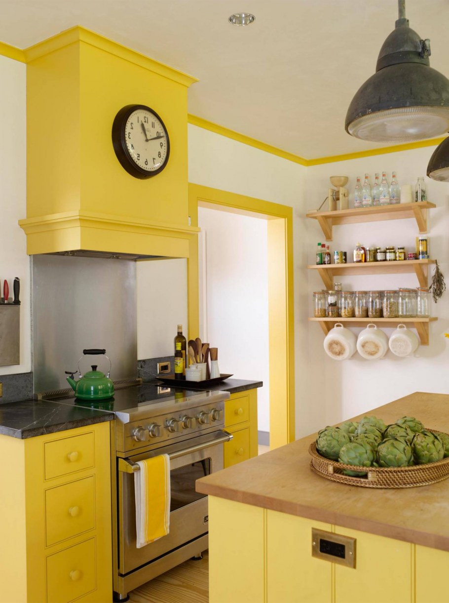 Желтые стены на кухне