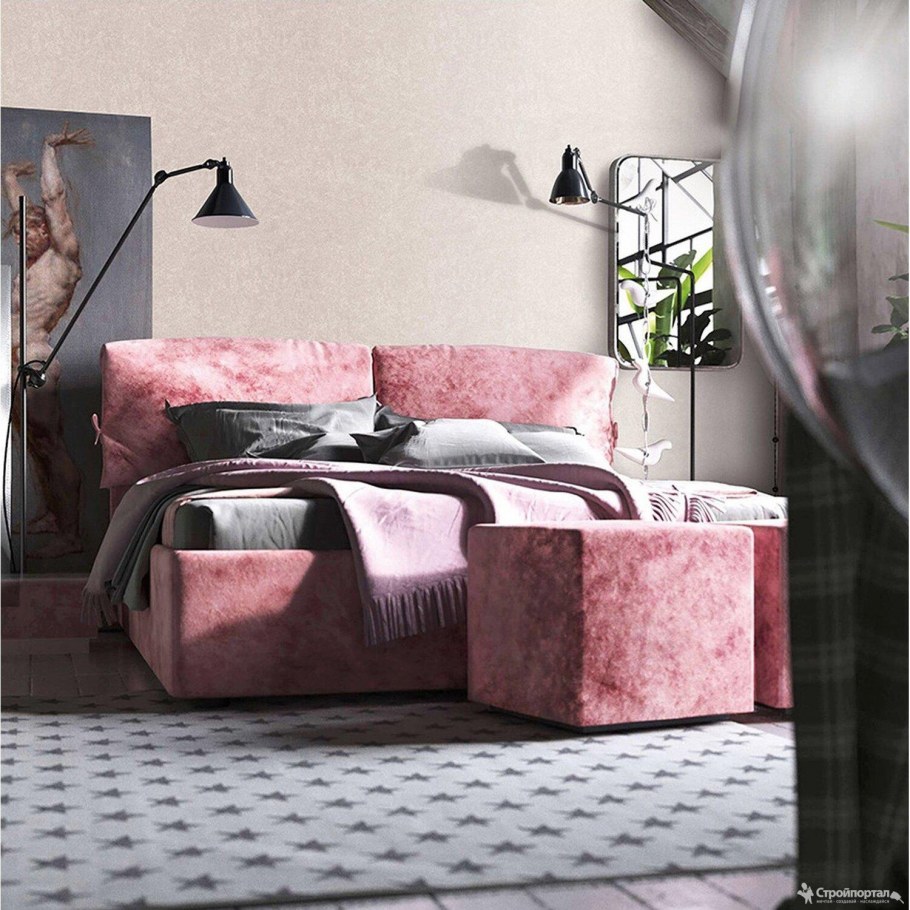 Кровать с мягким фигурным изголовьем