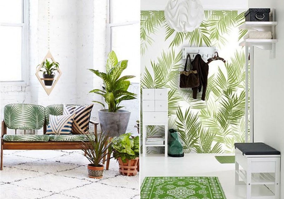Тропические листья в интерьере