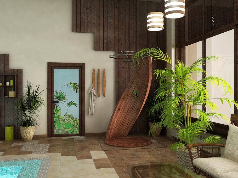 Маленький кабинет в тропическом стиле