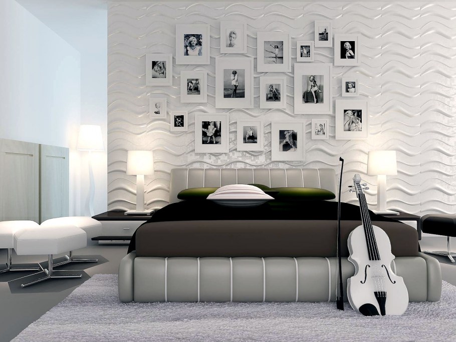 Гипсовые панели для стен в спальне