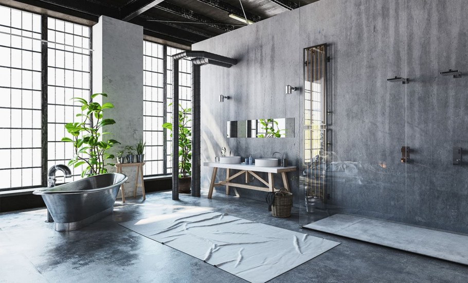 Брутализм в интерьере ванной