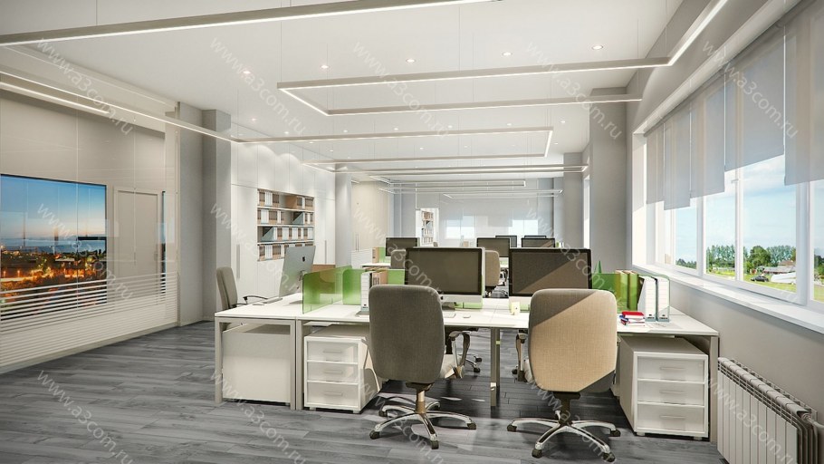 Офис светлый интерьер