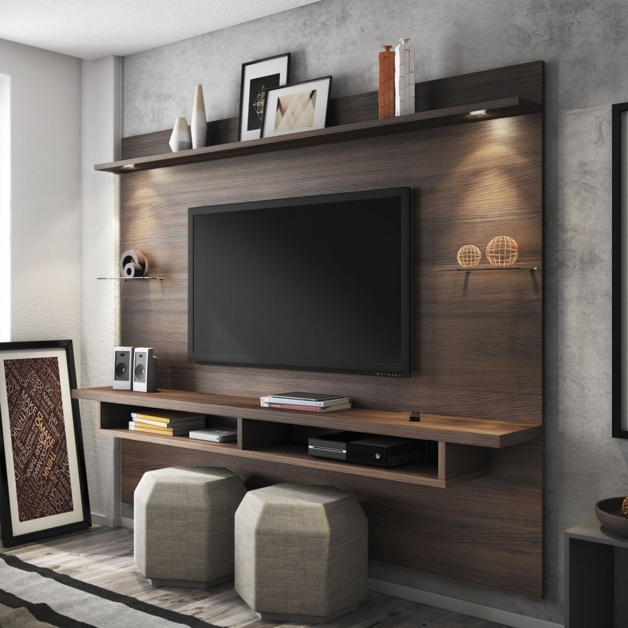 Панель с полками под телевизор