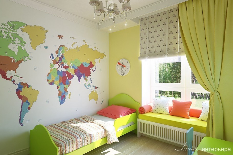Цвет стен в детской комнате для разнополых
