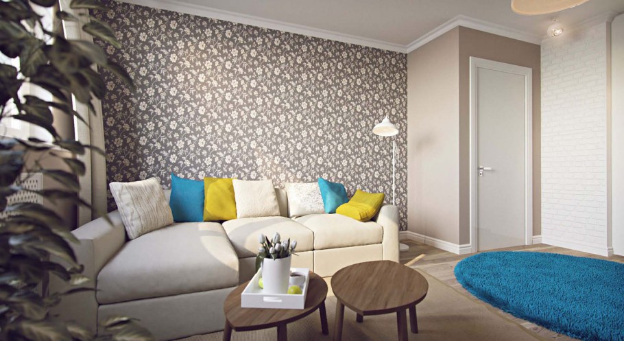 Обои для комнаты в однокомнатной квартире