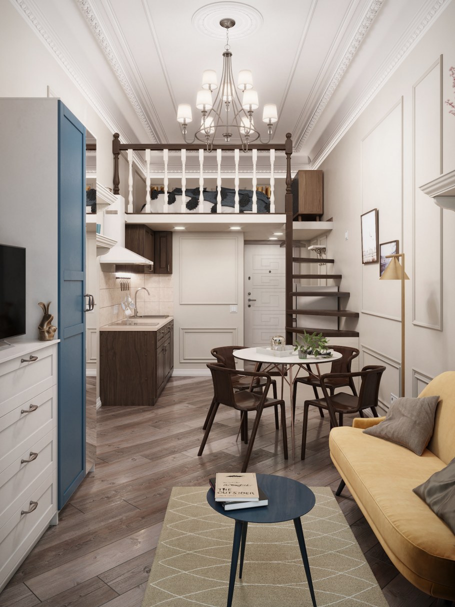 Маленькая студия с антресолью