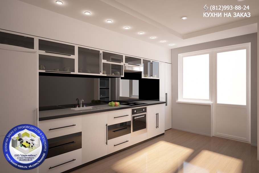 Кухонный гарнитур прямой с телевизором