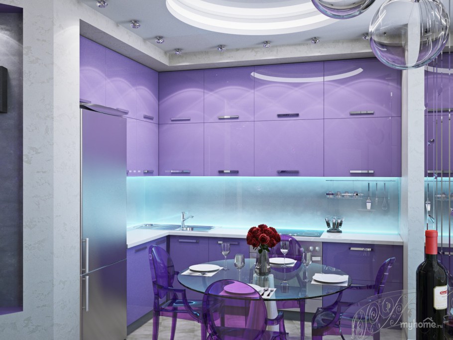 Интерьер кухни в холодных тонах