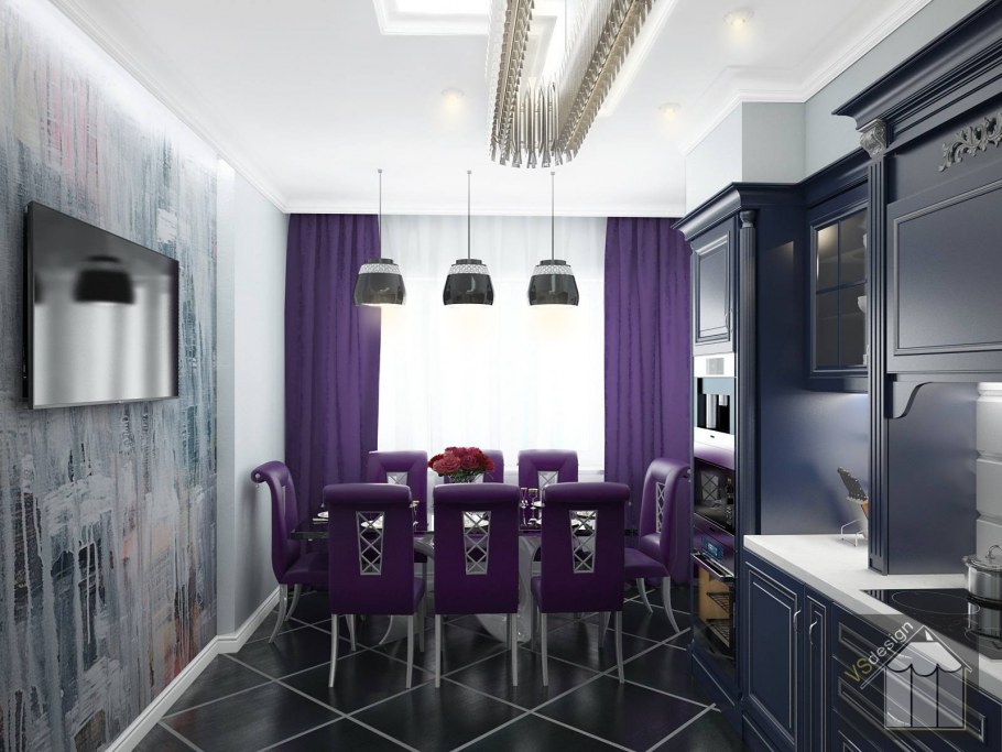 Белая кухня в холодных тонах