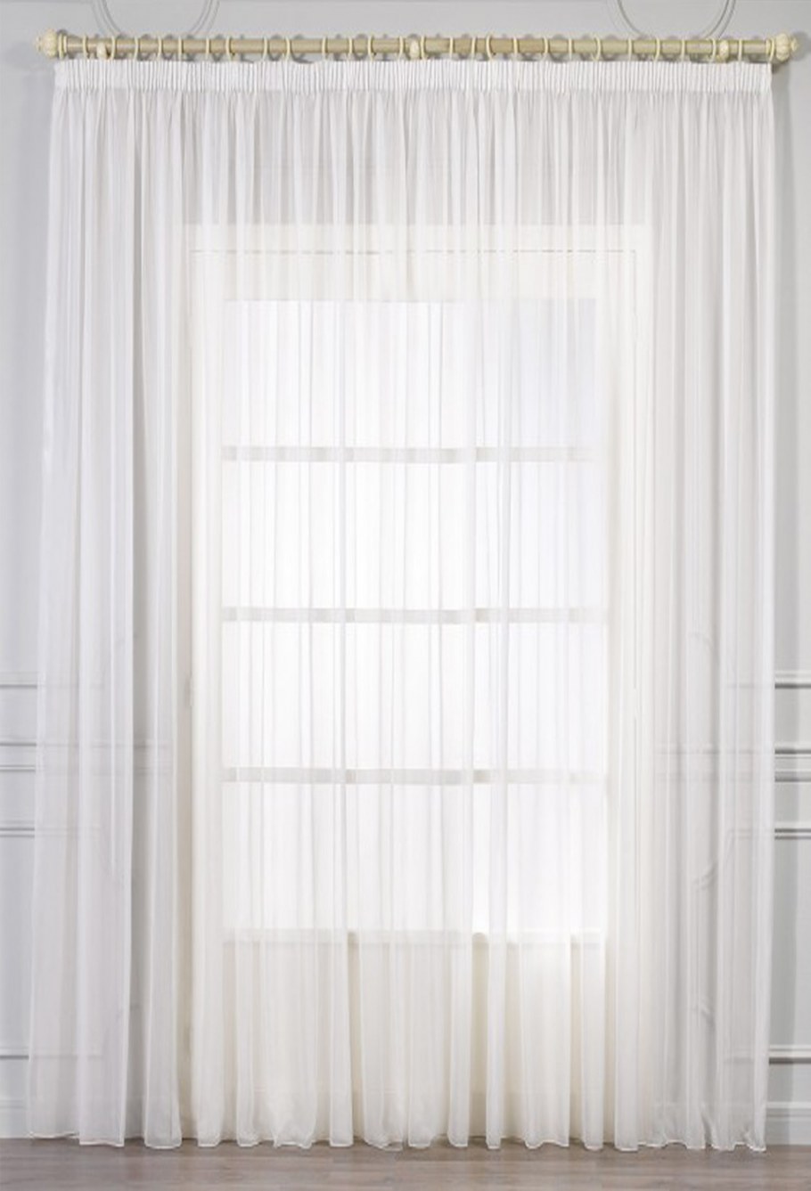 Тюль с узором бежевая