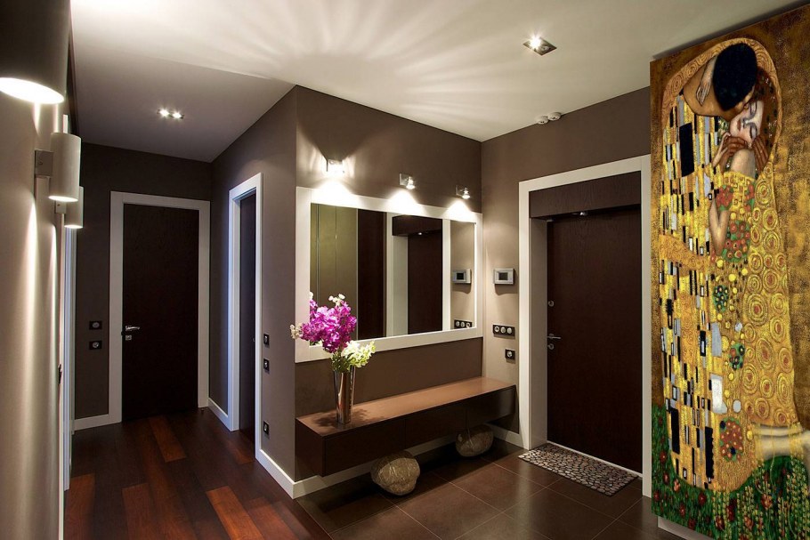 Кирпич в интерьере коридора