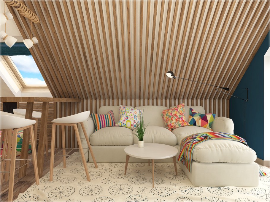 Мансардный этаж на даче интерьер