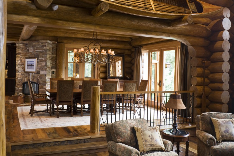 Дом из бревна в русском стиле интерьер