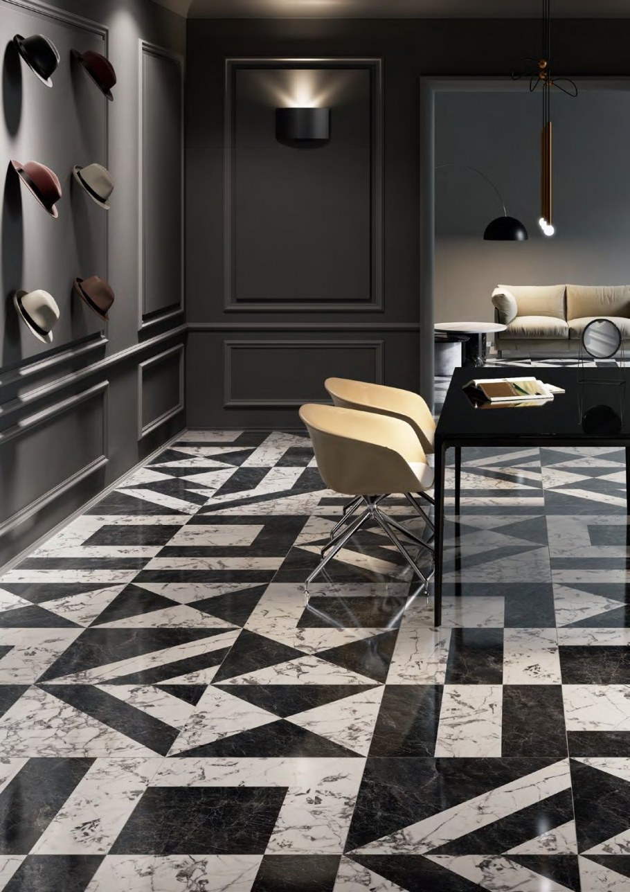 Kerama Marazzi Бьянко Неро белый чёрный лаппатированный