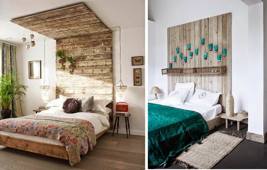 Деревянный декор над кроватью