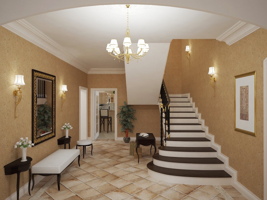 Проект холла в частном доме