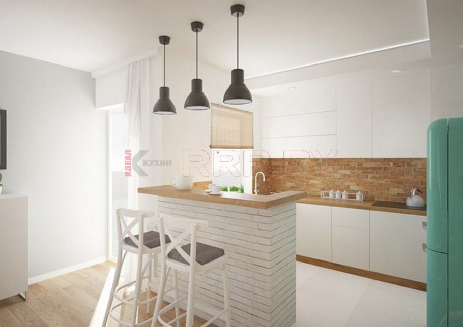 Дизайнерская кухня белый дерево