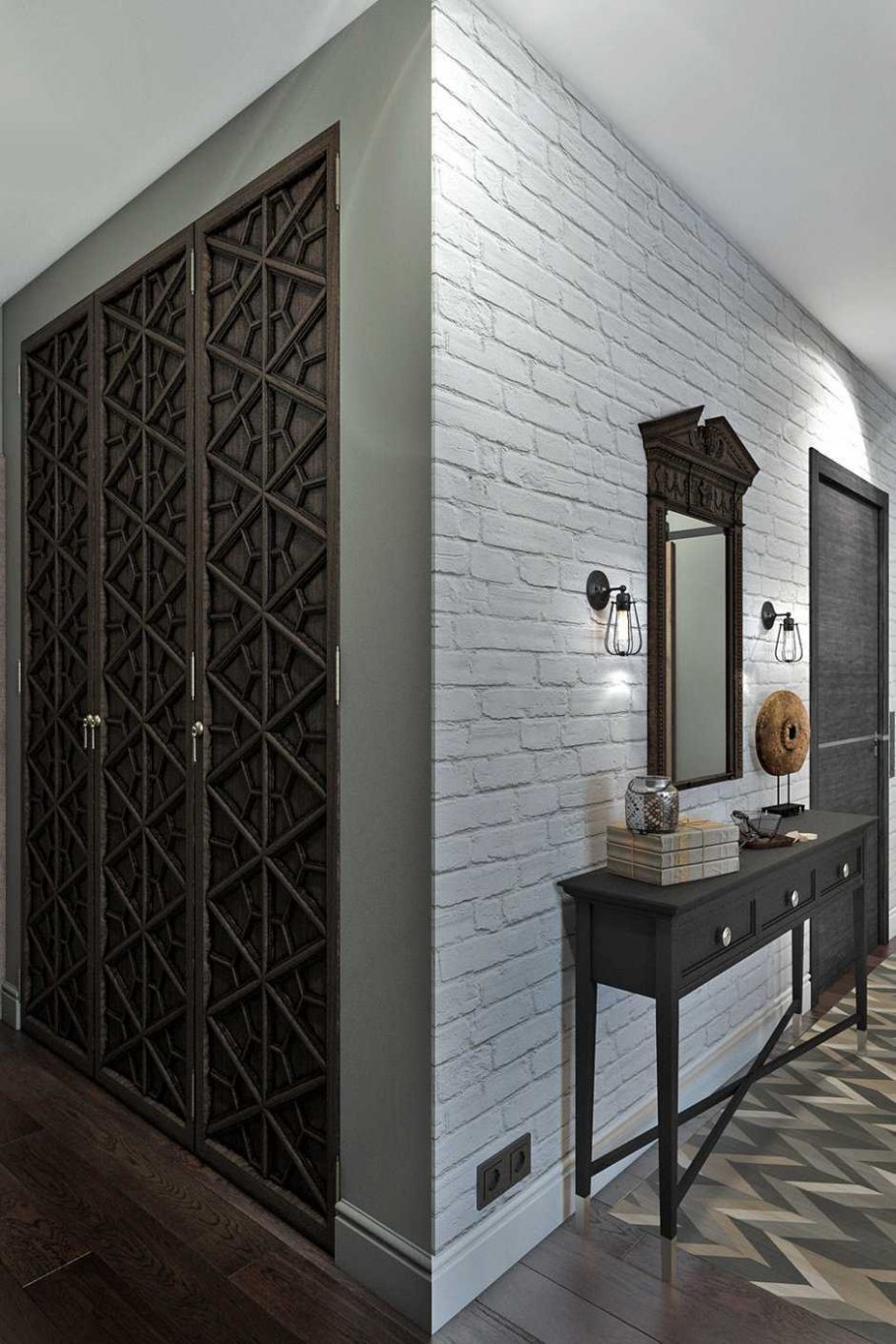 Кирпич с зеркальным панно